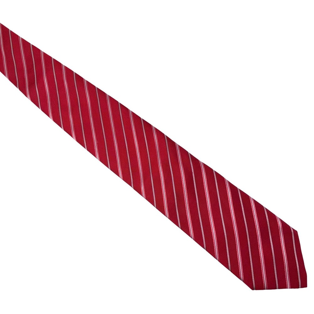 Giorgio Armani Vintage Red Silk Stripe Tie‎ Italy Classic Menswear